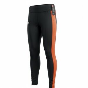 NWT Under Armour Leggings - Sm Black/Orange Panels Heat Gear Compression Bottoms